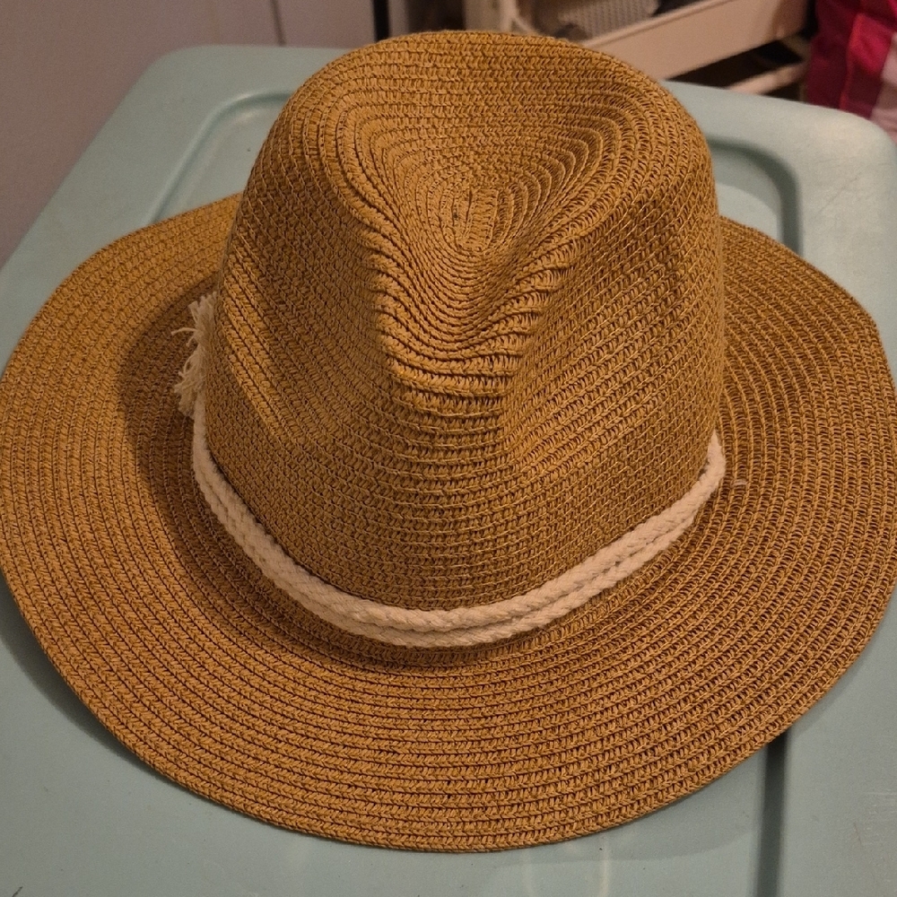 Tan Straw Fedora Hat